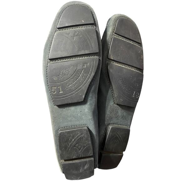 BALLY black suede square toe loafers with white band - Men\'s‎ Size 10